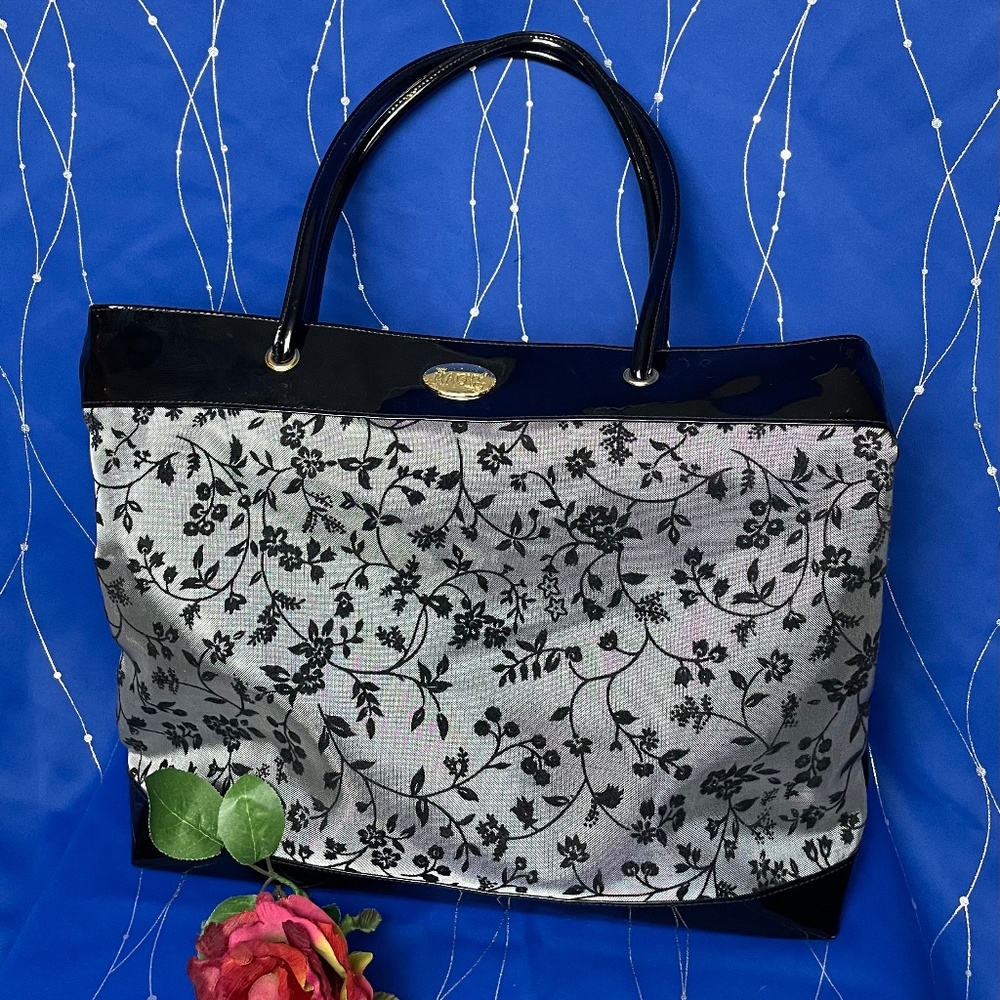 Beautiful Black Velvet Floral Tote!